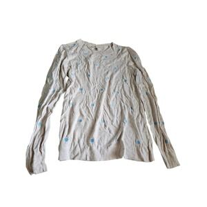 J.Crew sweater size Medium beige oatmeal polkadot blue